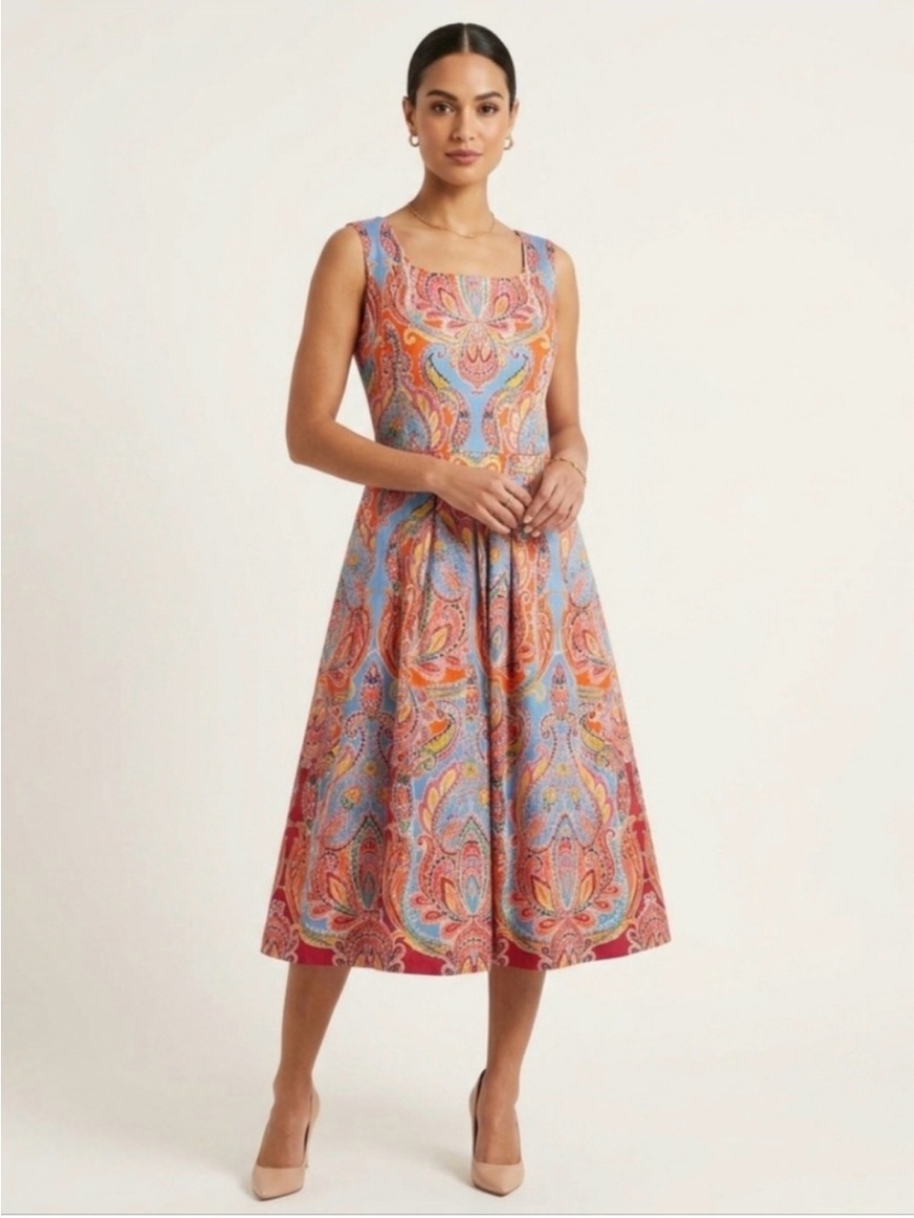 Talbots Fit and Flare Paisley Patterned Cotton Dress